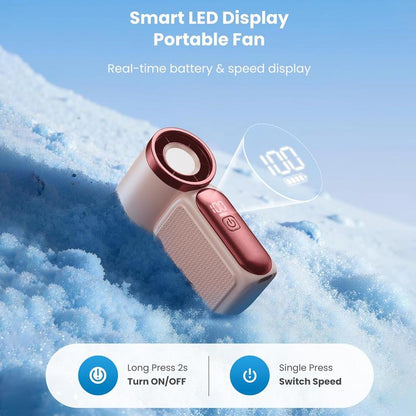 29000RPM Turbo Mini Handheld Fan, 5‑Speed Adjustable with Smart LED Digital Display