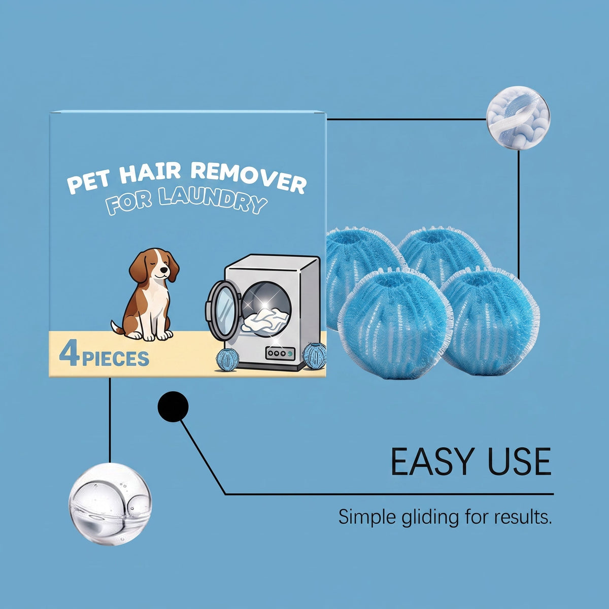 Reusable Pet Hair Laundry Balls, Trap Cat & Dog Fur in Washer & Dryer