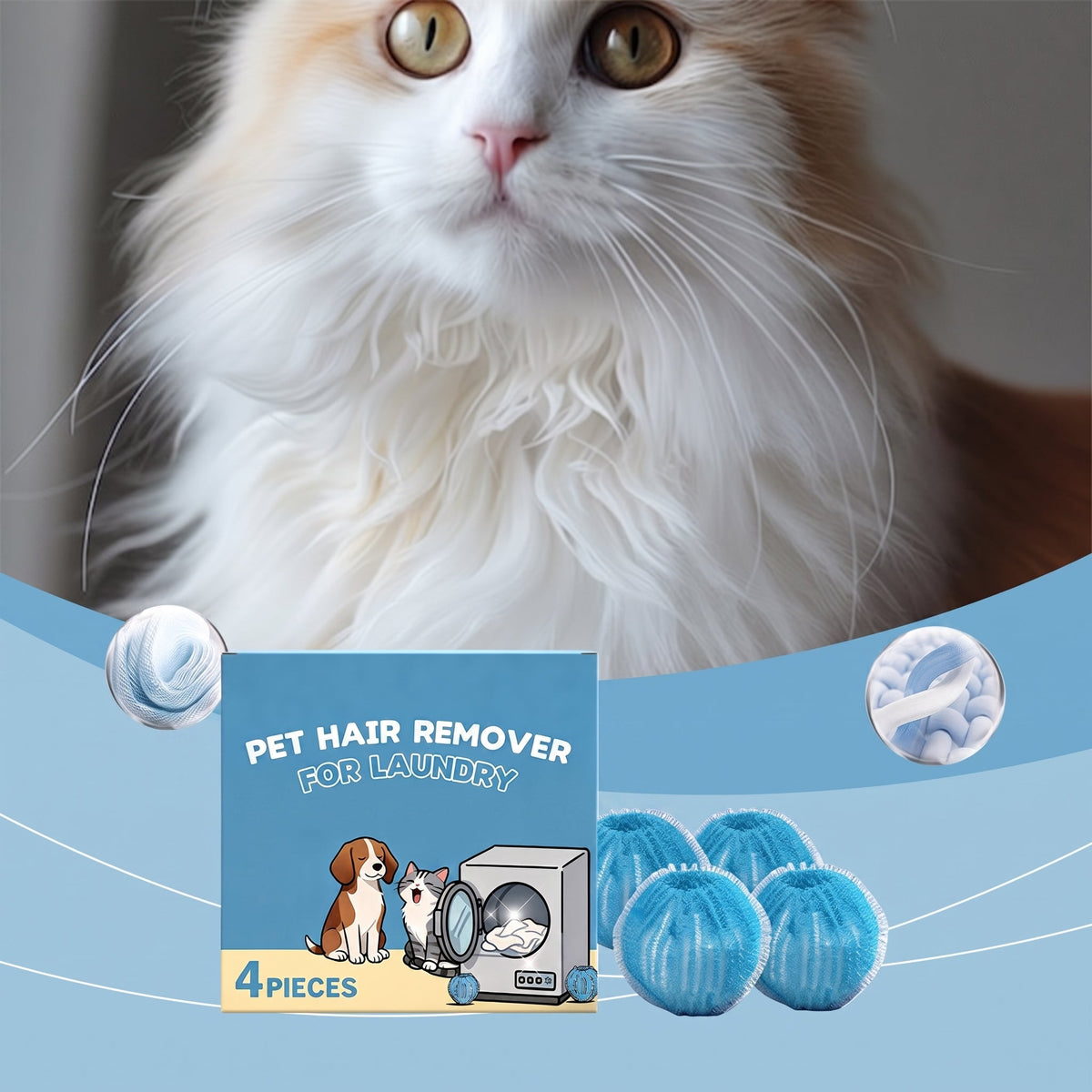 Reusable Pet Hair Laundry Balls, Trap Cat & Dog Fur in Washer & Dryer