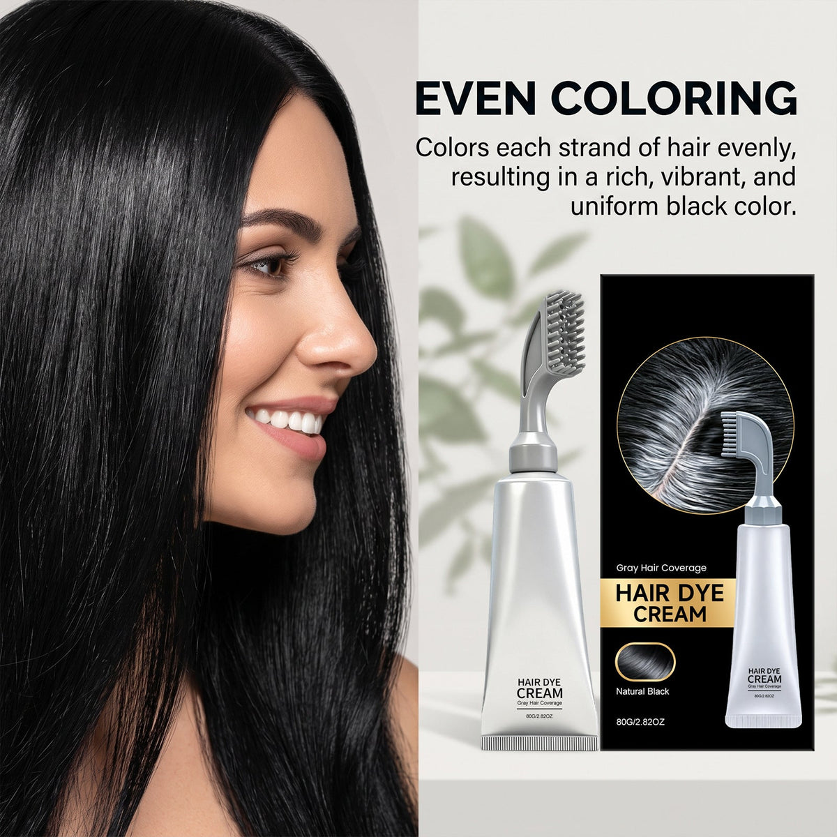 Natural Black Hair Dye Comb – 2-in-1 Instant Gray Coverage & Easy Home Touch-Up Cream