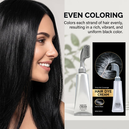 Natural Black Hair Dye Comb – 2-in-1 Instant Gray Coverage & Easy Home Touch-Up Cream