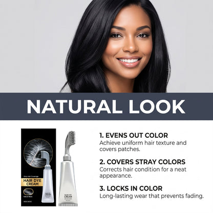 Natural Black Hair Dye Comb – 2-in-1 Instant Gray Coverage & Easy Home Touch-Up Cream