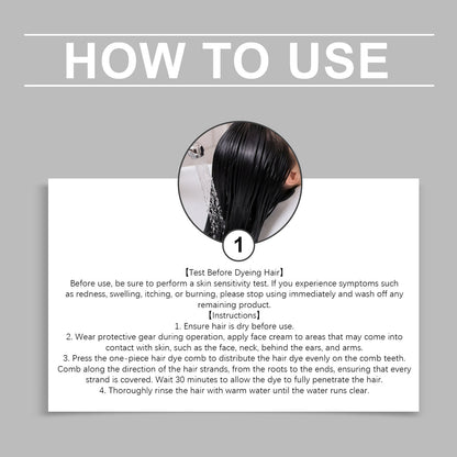 Natural Black Hair Dye Comb – 2-in-1 Instant Gray Coverage & Easy Home Touch-Up Cream