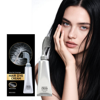Natural Black Hair Dye Comb – 2-in-1 Instant Gray Coverage & Easy Home Touch-Up Cream