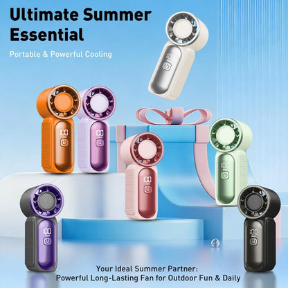 29000RPM Turbo Mini Handheld Fan, 5‑Speed Adjustable with Smart LED Digital Display