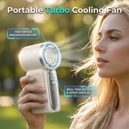 29000RPM Turbo Mini Handheld Fan, 5‑Speed Adjustable with Smart LED Digital Display