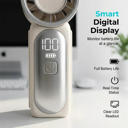 29000RPM Turbo Mini Handheld Fan, 5‑Speed Adjustable with Smart LED Digital Display