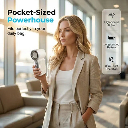 29000RPM Turbo Mini Handheld Fan, 5‑Speed Adjustable with Smart LED Digital Display